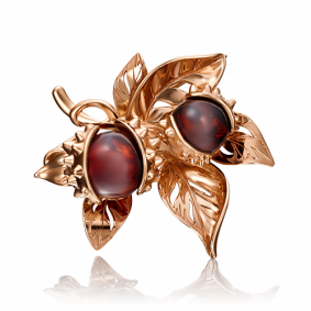 Золотая брошь Platina 04-0197-01-271-1110-46 с янтарём 04-0197-01-271-1110-46 фото