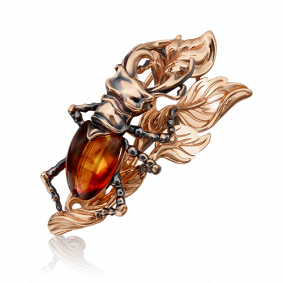 Золотая брошь Platina 04-0198-01-271-1110-58 с янтарём 04-0198-01-271-1110-58 фото