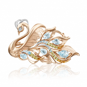 Золотая брошь Platina 04-0200-00-230-1110-57 с топазом, хризолитом, цитрином и эмалью 04-0200-00-230-1110-57 фото