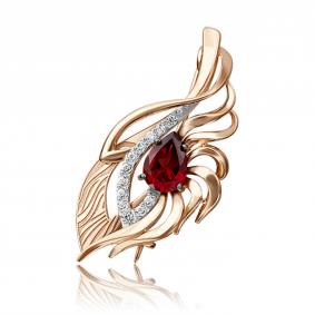 Золотая брошь Platina 04-0201-00-264-1110-57 с топазом и гранатом 04-0201-00-264-1110-57 фото