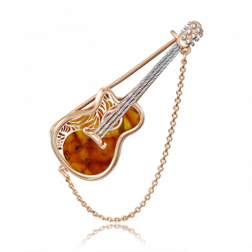 Золотая брошь Platina 04-0203-00-271-1110-58 с янтарём 04-0203-00-271-1110-58 фото