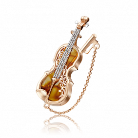 Золотая брошь Platina 04-0208-00-271-1110-58 с янтарём 04-0208-00-271-1110-58 фото