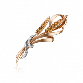 Брошь из комбинированного золота Platina 04-0212-00-401-1111-03 с фианитом и эмалью 04-0212-00-401-1111-03 фото