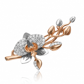 Брошь из комбинированного золота Platina 04-0214-00-401-1111-48 с фианитом 04-0214-00-401-1111-48 фото
