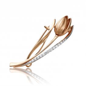 Брошь  из красного золота Platina с фианитом 04-0215-00-401-1110-03 04-0215-00-401-1110-03 фото