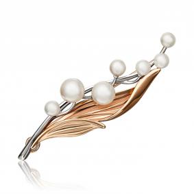 Золотая брошь Platina 04-0218-00-301-1111-31 с жемчугом 04-0218-00-301-1111-31 фото