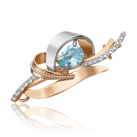 Брошь из комбинированного золота Platina 04-0219-00-201-1111-57 с топазом 04-0219-00-201-1111-57 фото