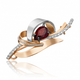 Брошь из комбинированного золота Platina 04-0219-00-264-1111-57 с топазом и гранатом 04-0219-00-264-1111-57 фото