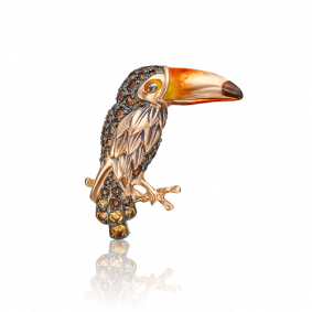 Золотая брошь Platina 04-0232-00-226-1110-57 с цитрином, кварцем и эмалью 04-0232-00-226-1110-57 фото