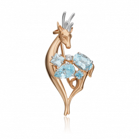 Золотая брошь Platina 04-0235-00-201-1110-57 с топазом 04-0235-00-201-1110-57 фото