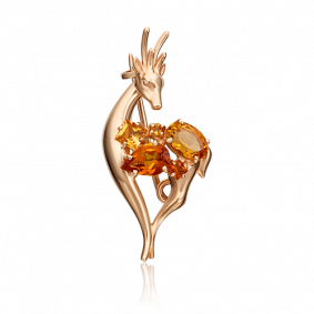 Золотая брошь Platina 04-0235-00-206-1110-57 с цитрином 04-0235-00-206-1110-57 фото