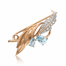 Золотая брошь Platina 04-0238-00-201-1110-46 с топазом 04-0238-00-201-1110-46 фото