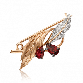 Золотая брошь Platina 04-0238-00-264-1110-46 с топазом и гранатом 04-0238-00-264-1110-46 фото