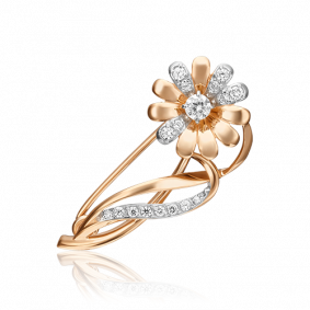 Золотая брошь Platina 04-0241-00-401-1110-03 с фианитом 04-0241-00-401-1110-03 фото