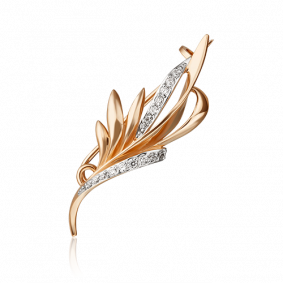 Золотая брошь Platina 04-0242-00-401-1110-03 с фианитом 04-0242-00-401-1110-03 фото