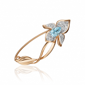 Золотая брошь Platina 04-0243-00-201-1110-57 с топазом 04-0243-00-201-1110-57 фото