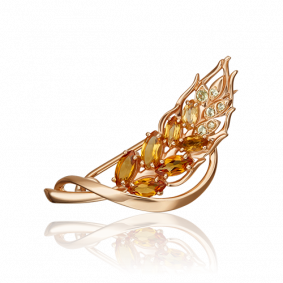 Золотая брошь Platina 04-0245-00-235-1110-57 с хризолитом и цитрином 04-0245-00-235-1110-57 фото