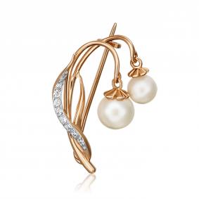 Брошь из красного золота с жемчугом Platina 04-0246-00-302-1110-31 04-0246-00-302-1110-31 фото