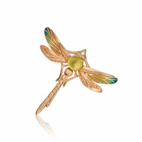 Золотая брошь Platina 04-0252-00-205-1110-57 с хризолитом и эмалью 04-0252-00-205-1110-57 фото