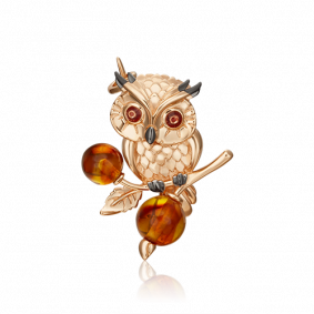 Золотая брошь Platina 04-0253-00-271-1110-46 с янтарём и эмалью 04-0253-00-271-1110-46 фото