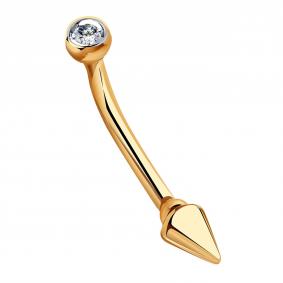 Золотой пирсинг в бровь Золотые узоры с цирконием 04-05-0004-00 04-05-0004-00 фото