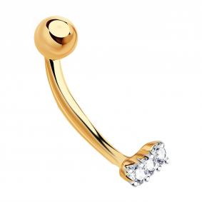 Золотой пирсинг в бровь Золотые узоры с цирконием 04-05-0005-00 04-05-0005-00 фото