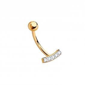 Золотой пирсинг в пупок Золотые узоры с цирконием 04-05-0006-00 04-05-0006-00 фото