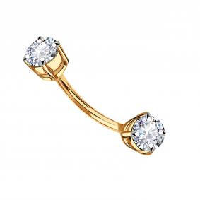 Золотой пирсинг в пупок Золотые узоры с цирконием 04-05-0011-00 04-05-0011-00 фото