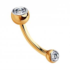 Золотой пирсинг в бровь Золотые узоры с цирконием 04-05-0012-00 04-05-0012-00 фото