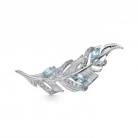 Серебряная брошь АЛЬКОР 04-2298/00ТБ-00 с топазом и фианитом 04-2298/00ТБ-00 фото