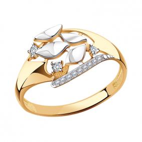 Золотое кольцо Золотые узоры 04-51-0041-00 с цирконием 04-51-0041-00 фото