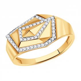Золотое кольцо Золотые узоры 04-51-0909-00 с цирконием 04-51-0909-00 фото