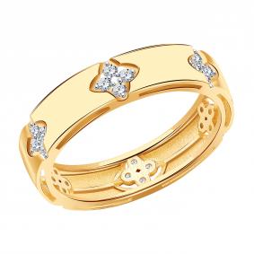 Золотое кольцо Золотые узоры 04-51-1138-00 с цирконием 04-51-1138-00 фото