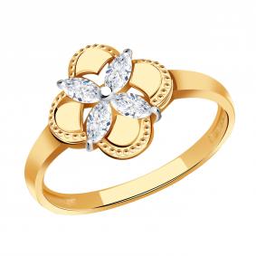 Золотое кольцо Золотые узоры 04-51-1203-00 с цирконием 04-51-1203-00 фото