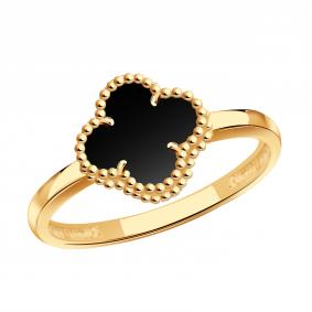 Золотое кольцо Золотые узоры 04-51-1356-78 с ониксом 04-51-1356-78 фото