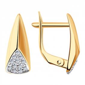 Золотые серьги Золотые узоры 04-52-0010-00 с цирконием 04-52-0010-00 фото