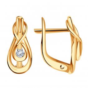 Золотые серьги Золотые узоры 04-52-0419-00 с цирконием 04-52-0419-00 фото
