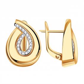 Золотые серьги Золотые узоры 04-52-0699-00 с цирконием 04-52-0699-00 фото