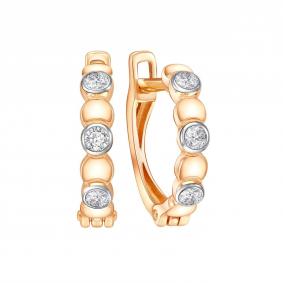 Золотые серьги Золотые узоры 04-52-1105-00 с фианитом и цирконием 04-52-1105-00 фото