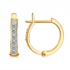 Золотые серьги Золотые узоры 04-52-1145-00 с цирконием 04-52-1145-00 фото