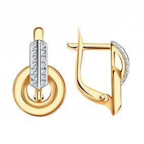 Золотые серьги Золотые узоры 04-52-1272-00 с цирконием 04-52-1272-00 фото