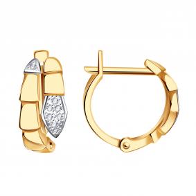 Золотые серьги Символ года Змея Золотые узоры с цирконием 04-52-1276-00 04-52-1276-00 фото