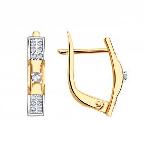 Золотые серьги Золотые узоры 04-52-1298-00 с цирконием 04-52-1298-00 фото