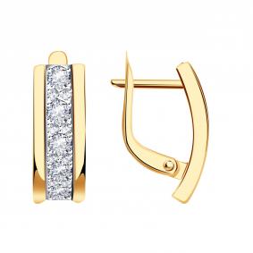 Золотые серьги Золотые узоры 04-52-1302-00 с цирконием 04-52-1302-00 фото