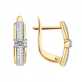 Золотые серьги Золотые узоры 04-52-1321-00 с цирконием 04-52-1321-00 фото