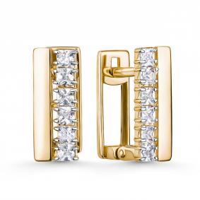 Золотые серьги Золотые узоры 04-52-1323-00 с цирконием 04-52-1323-00 фото