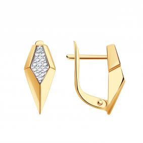 Золотые серьги Золотые узоры 04-52-1332-00 с цирконием 04-52-1332-00 фото