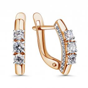 Золотые серьги Золотые узоры 04-52-1406-00 с фианитом и цирконием 04-52-1406-00 фото