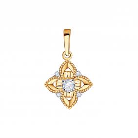 Золотая подвеска Золотые узоры 04-53-1202-00 с цирконием 04-53-1202-00 фото