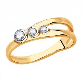 Золотое кольцо Золотые узоры 04-61-0208-01 с цирконием 04-61-0208-01 фото